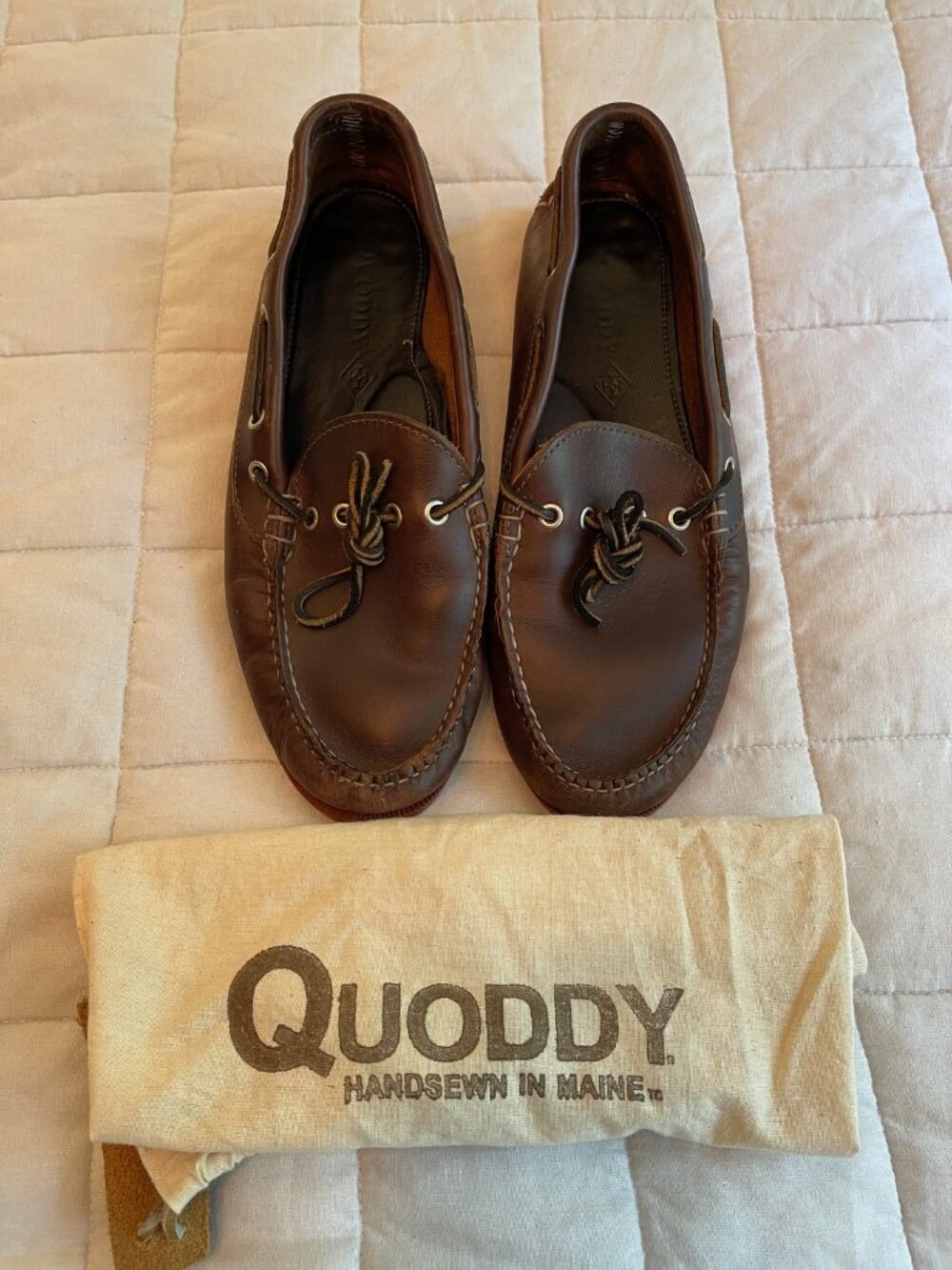 Quoddy Canoe Moc Dark Brown Leather Loafers Men's 11